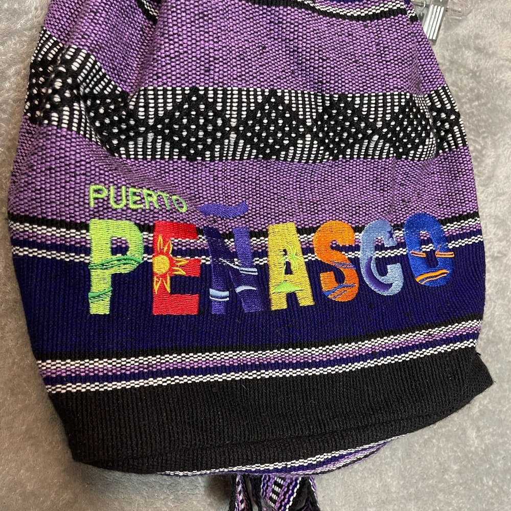 Baja Aztec Mexico Travel Hippie Drawstring Toggle‎ Puerto Penasco Backpack
